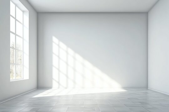 Empty room with white gradient texture wall. Generative AI