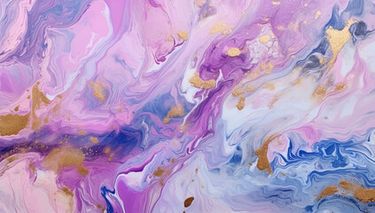 Fototapeta premium Cosmic Fusion: Abstract Dance of Gold, Purple, White, and Blue, Generative AI