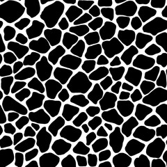 seamless giraffe black and white texture. Animal skin monochrome endless pattern