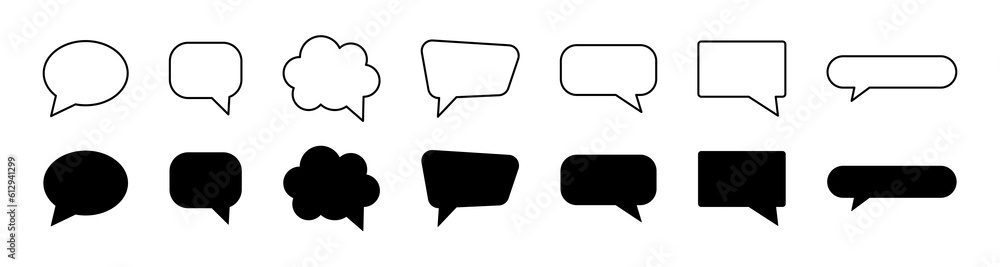 Poster speech bubble icon set. chat message signs. talk bubble icon collection