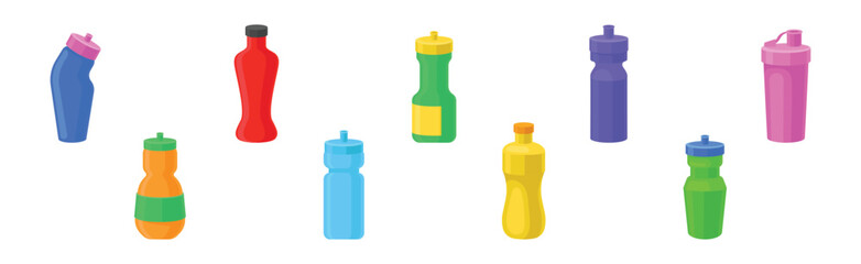 Water Flask and Thermal Container for Drink Vector Set