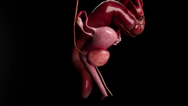 Female reproductive system anatomy medical concept 3d animation