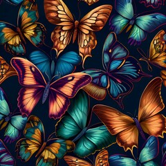 Obraz na płótnie Canvas butterflies, Seamless, repeating, pattern, Seamless, repeating, pattern, In Repeat Seamless Tile