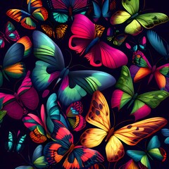 Fototapeta na wymiar Bufterflies pattern, colorful, dynamic color, a lots of bufterflies