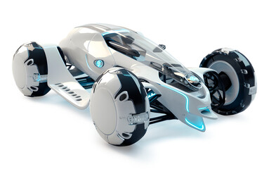 Futuristic car on white background, future technology concept, realistic 3D illustration, generative ai