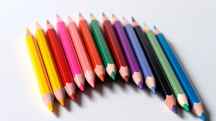Colored pencils against a white background