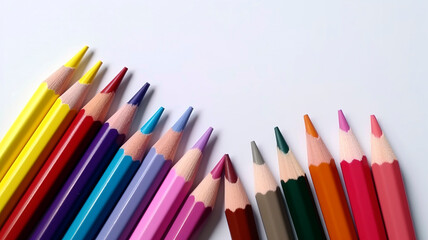 Colored pencils against a white background