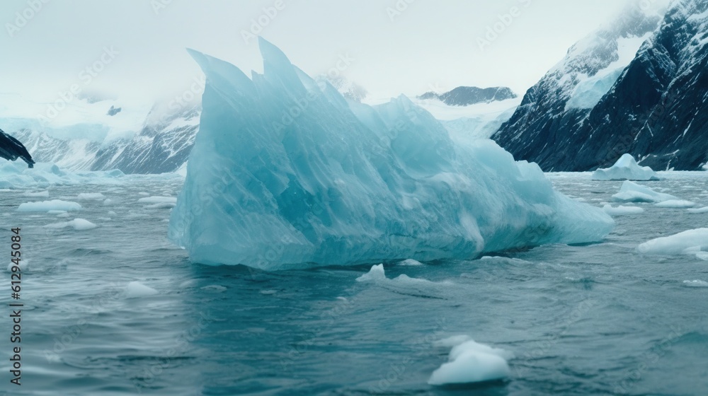 Aufkleber a large iceberg floating in the middle of a lake. generative ai