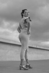 young beautiful brunette in suit