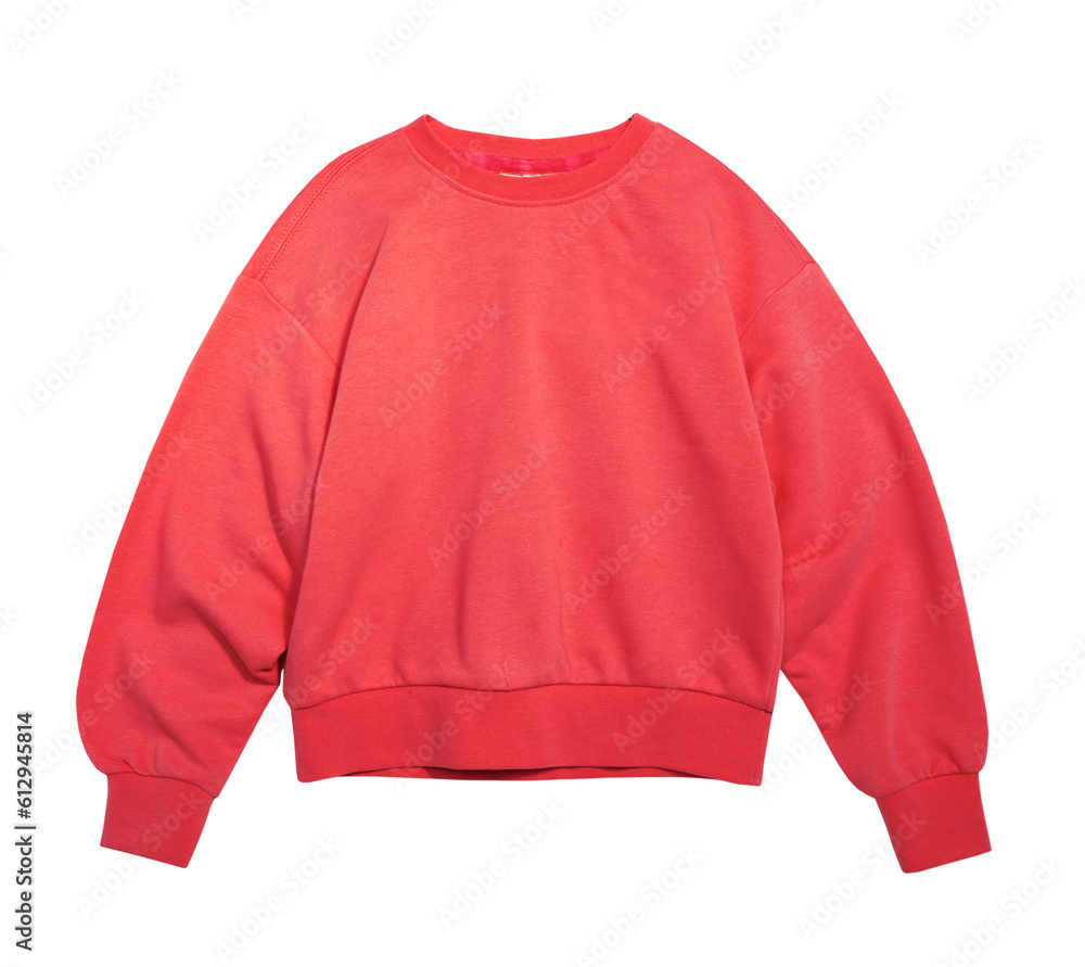 Wall mural Red sweatshirt isolated.Clothes on white.Child's clothing. Single longsleeve top.Kid's fashion.