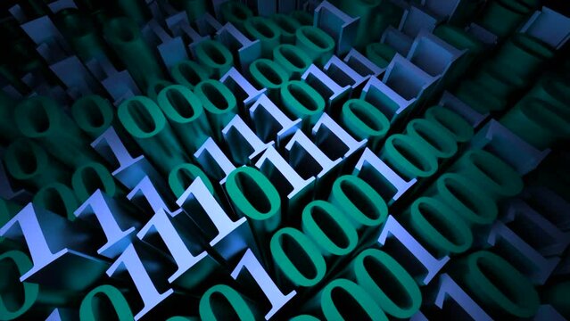 Waving number ones and zeros. Design. Binary code, concept of computer language.