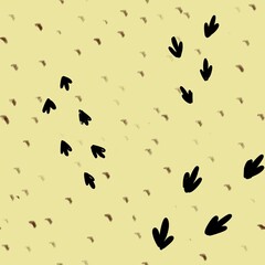 Bird tracks abstract yellow seamless cute pattern