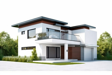 corner view of a modern house with garage