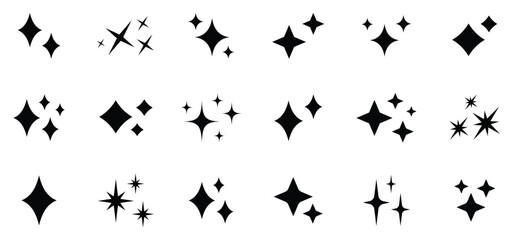 Vector sparkling stars. shiny sparks, glitter light star and sparkle elements