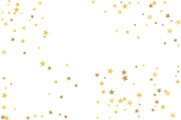 Star confetti. Gold casual confetti background. Bright design pattern.