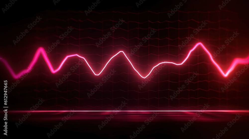 Poster a red light is shining on a black background with a wave. generative ai