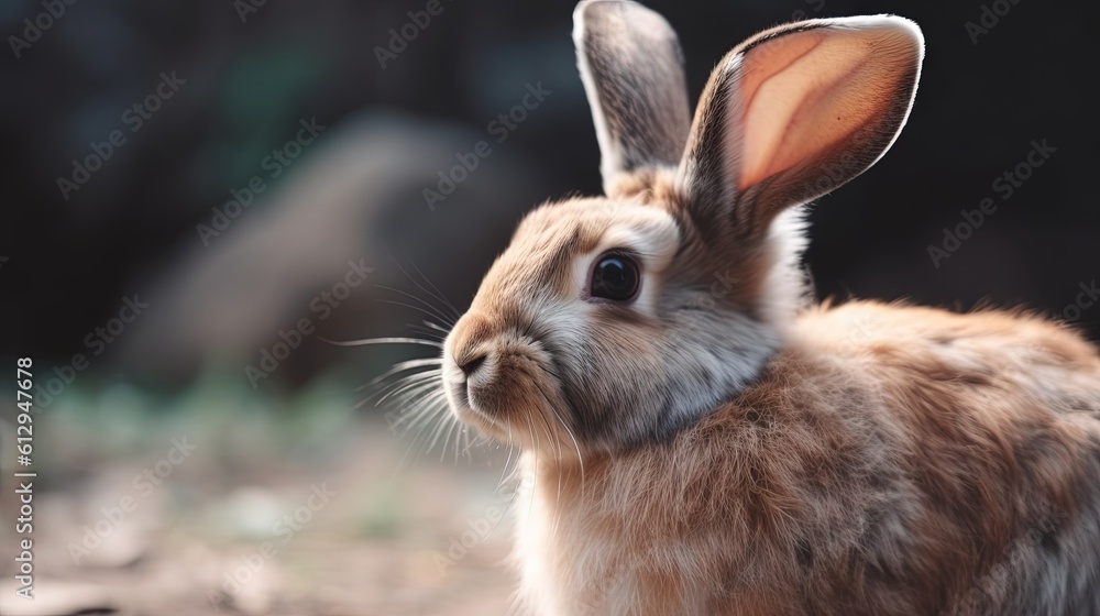 Poster a close up of a rabbit with a blurry background. generative ai