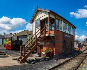 Fototapeta na wymiar Building housing the railway signal control levers for Oswestry South in Shropshire