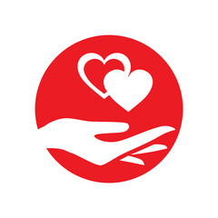 caring hand holding hearts