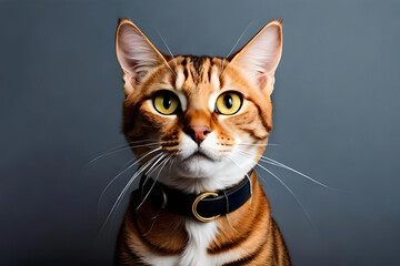 Ocicat on gray background