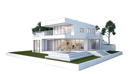 Luxury modern house on earth isolated on white or transparent background,Concept for real estate or property.3d rendering
