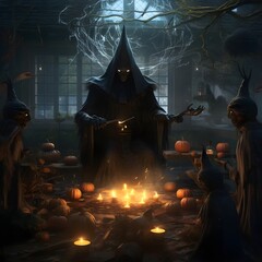 halloween witch in the dark
