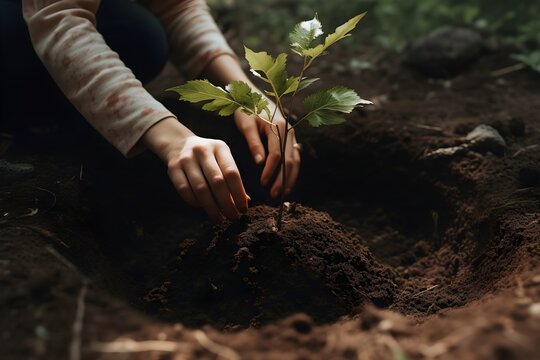 hands women planting a plant