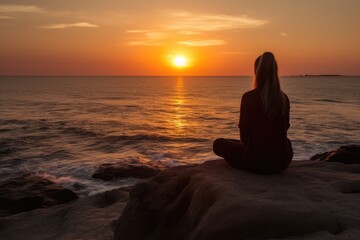 Fototapeta premium Yoga on the beach at sunset