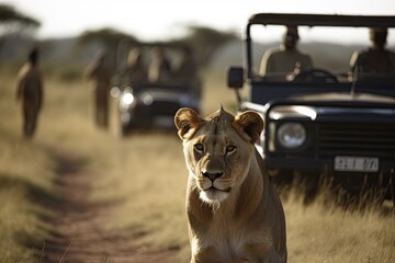 Lion in the wild spotted on safari trip