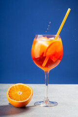 aperol cocktail in glass with splash