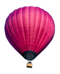 Purple hot air balloon with wicker basket isolated