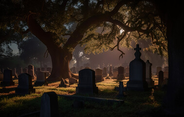 Sinister Graveyard at Twilight