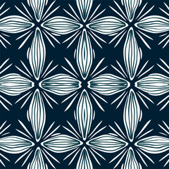 Floral rounded lines halftone ikat pattern. For texture textile background backdrop tile wallpaper carpet.