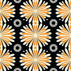 Floral rounded lines halftone ikat pattern. For texture textile background backdrop tile wallpaper carpet.