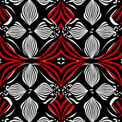 Floral rounded lines halftone ikat pattern. For texture textile background backdrop tile wallpaper carpet.