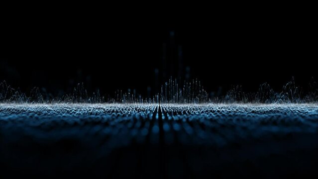 Digital wavy lines oscillation loop motion on clean black background.