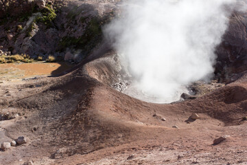 View of hot and boiling water at  El Tatio