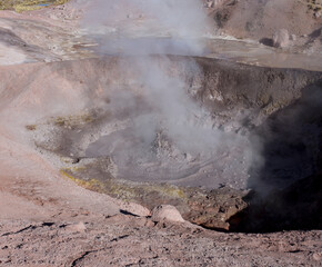 View of hot and boiling water at  El Tatio