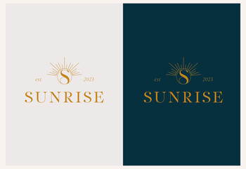 Vector abstract modern set logo design templates in trendy linear style in golden colors - luxury and jewelry concepts for exclusive services and products, beauty and spa industry
