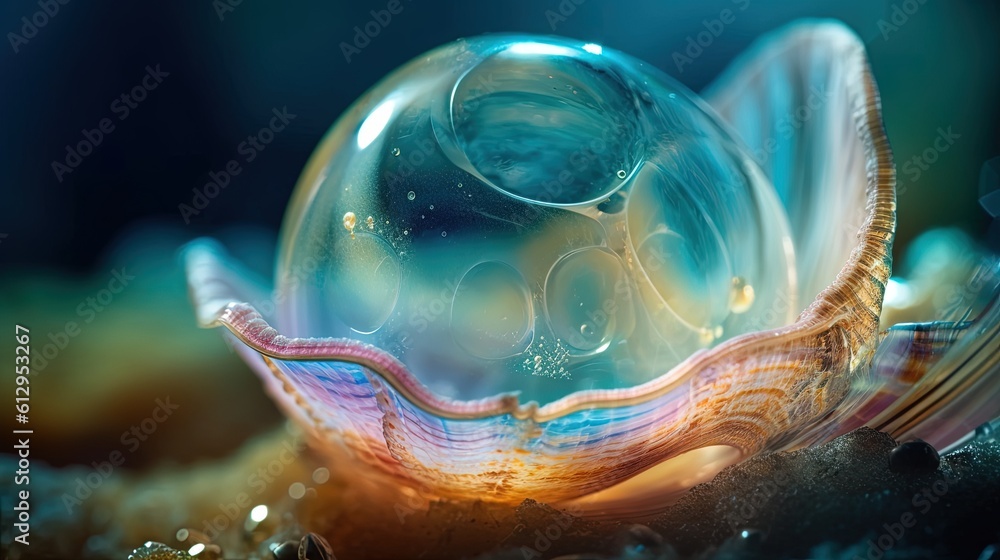 Poster a close up of a glass object on a table top. generative ai