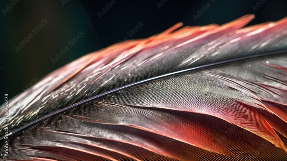 Poster a close up of a feather with a blurry background. generative ai