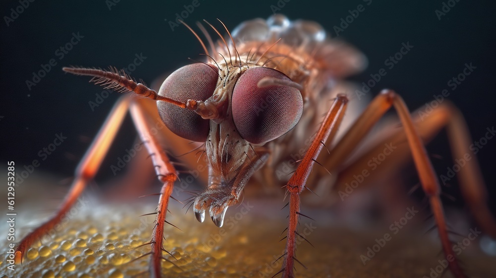 Poster a close up of a bug on a surface of water. generative ai