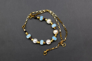 Unique colorful gemstone necklace, handmade jewelry concept, promotional photo for an online jewelry store