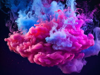 Fototapeta premium Colorful Smoke Plume: Captivating Pink and Blue Mist ,Generative AI