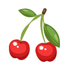 Cherry poster. Hand drawn vector illustration for summer romantic cover, tropical wallpaper, vintage texture