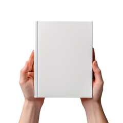 two hands hold book mockup isolated background