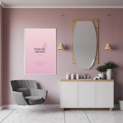 picture mockup pink livingroom commercial advertisement