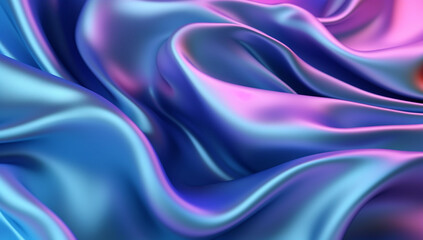 Obraz premium Enigmatic Waves: Purple and Blue Metal Silk Sheets in Motion, Generative AI