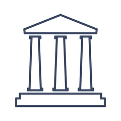 Three pillars outline diagram. Clipart image isolated on white background