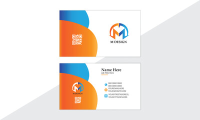 Modern Business card design. Simple, minimalistic design. With bright and colorful color. Mixture of blue and orange color are used in gradient. A card for business, flat, logo, icon etc. 